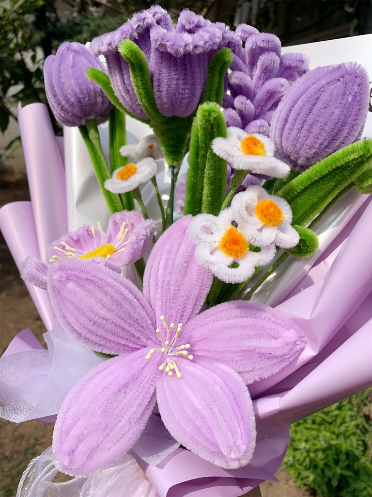 lavender pipe cleaner flower Purple Pipe Cleaner Flower Bouquet Handmade – XsRose
