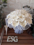 Pearl Crystal Stone Flower Design Shiny Ivory Bridal Bouquet, Wedding Flowers, Custom Design Bouquet, Bridal Flower