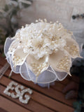 Pearl Crystal Stone Flower Design Shiny Ivory Bridal Bouquet, Wedding Flowers, Custom Design Bouquet, Bridal Flower