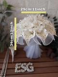 Pearl Crystal Stone Flower Design Shiny Ivory Bridal Bouquet, Wedding Flowers, Custom Design Bouquet, Bridal Flower